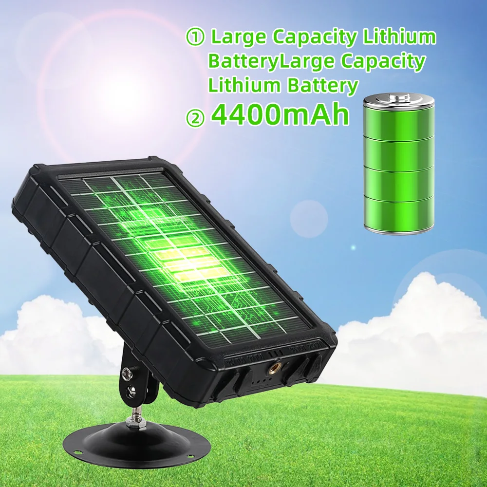 Trail Camera Solar Panel 4400mAh Rechargeable Solar Charger Panel for Hunting Camera