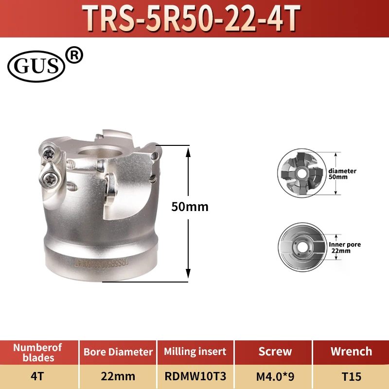 

TRS 5R 6R 8R Face Milling Cutter Head for RDMW10T3 RDMW1204 RDMW1604 Round Insert CNC FMB22 FMB27 FMB32 FMB Lathe Tool Holder