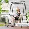 Hammock Swing Chair, Outdoor Hanging Chair with Large Cushion, Cotton Rope Weaving Macrame Swing with Chain 2