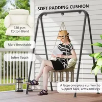 Hammock Swing Chair, Outdoor Hanging Chair with Large Cushion, Cotton Rope Weaving Macrame Swing with Chain 2