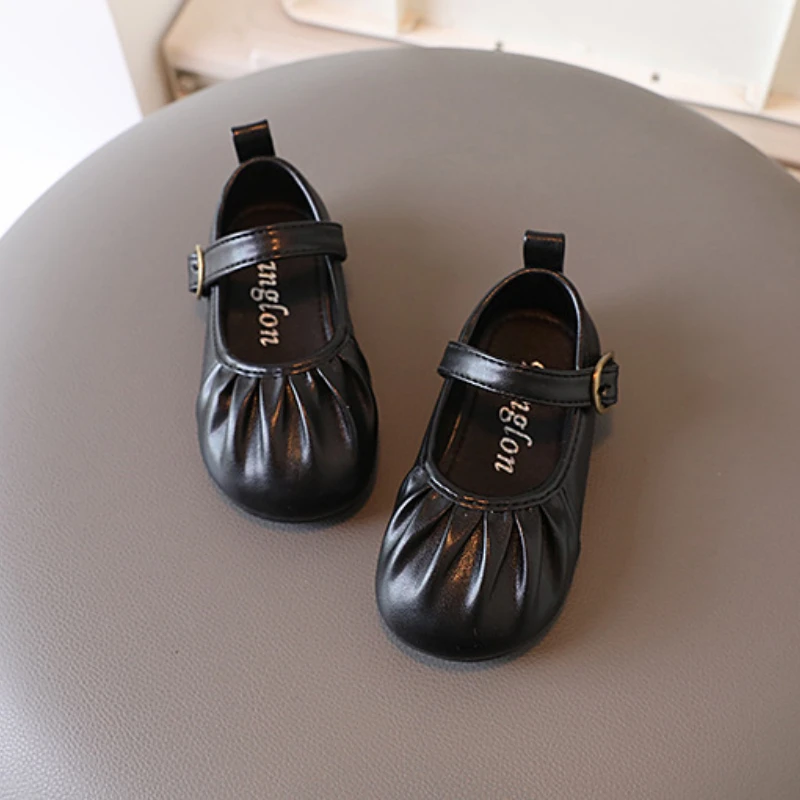 Leather Shoes Mary Jane Shoes Girls Flats Spring Autumn Children&rsquo;s Leather Shoes Breathable Girls&rsquo; Flat Shoes Causal Simple Style Versatile Non-slip Kids Mary Jane