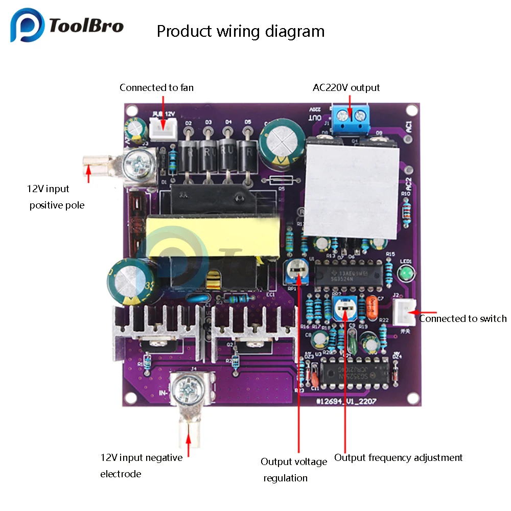 Description Picture 3 of item300W Corrected Sine Wave Inverter Board 50-60Hz DC-AC 12V to 220V Step Up Boost Converter Power Supply Module for Laptop Speaker
