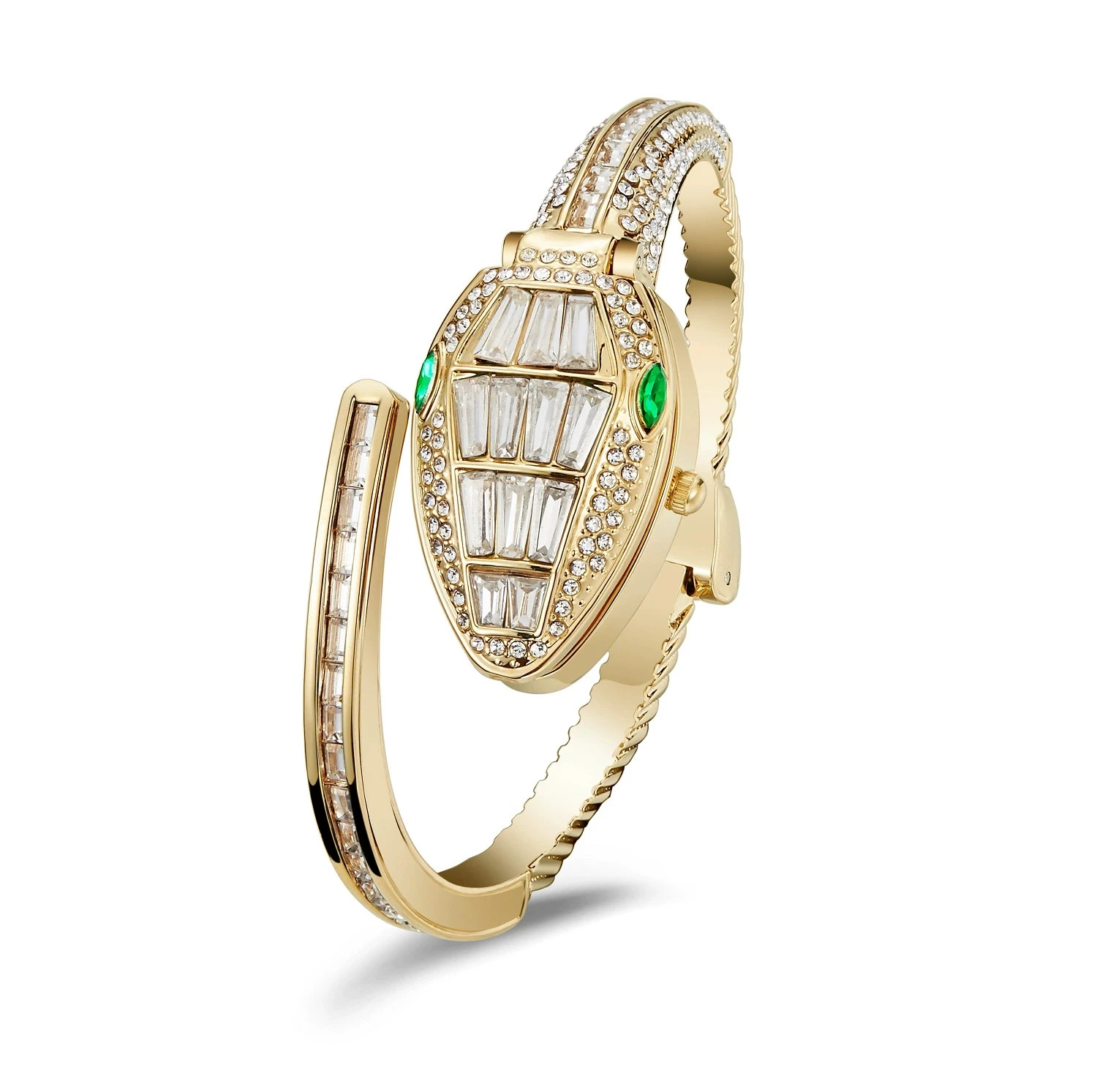 ساعة كوارتز نسائية على شكل ثعبان مرصعة بالألماس، س...