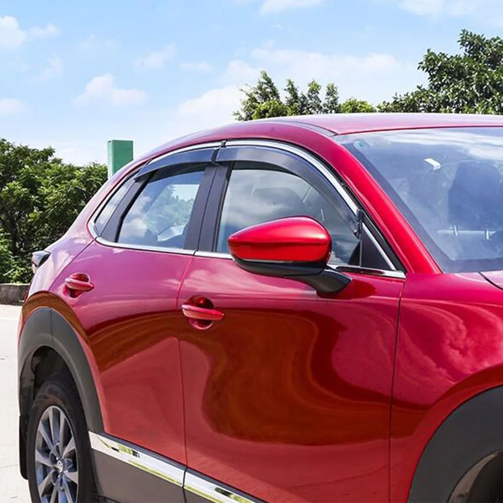 Car Styling Sticker Lamp Plastic Window Glass Wind Visor Rain/Sun Guard Vent Parts 4pcs For Mazda CX-30 CX30
