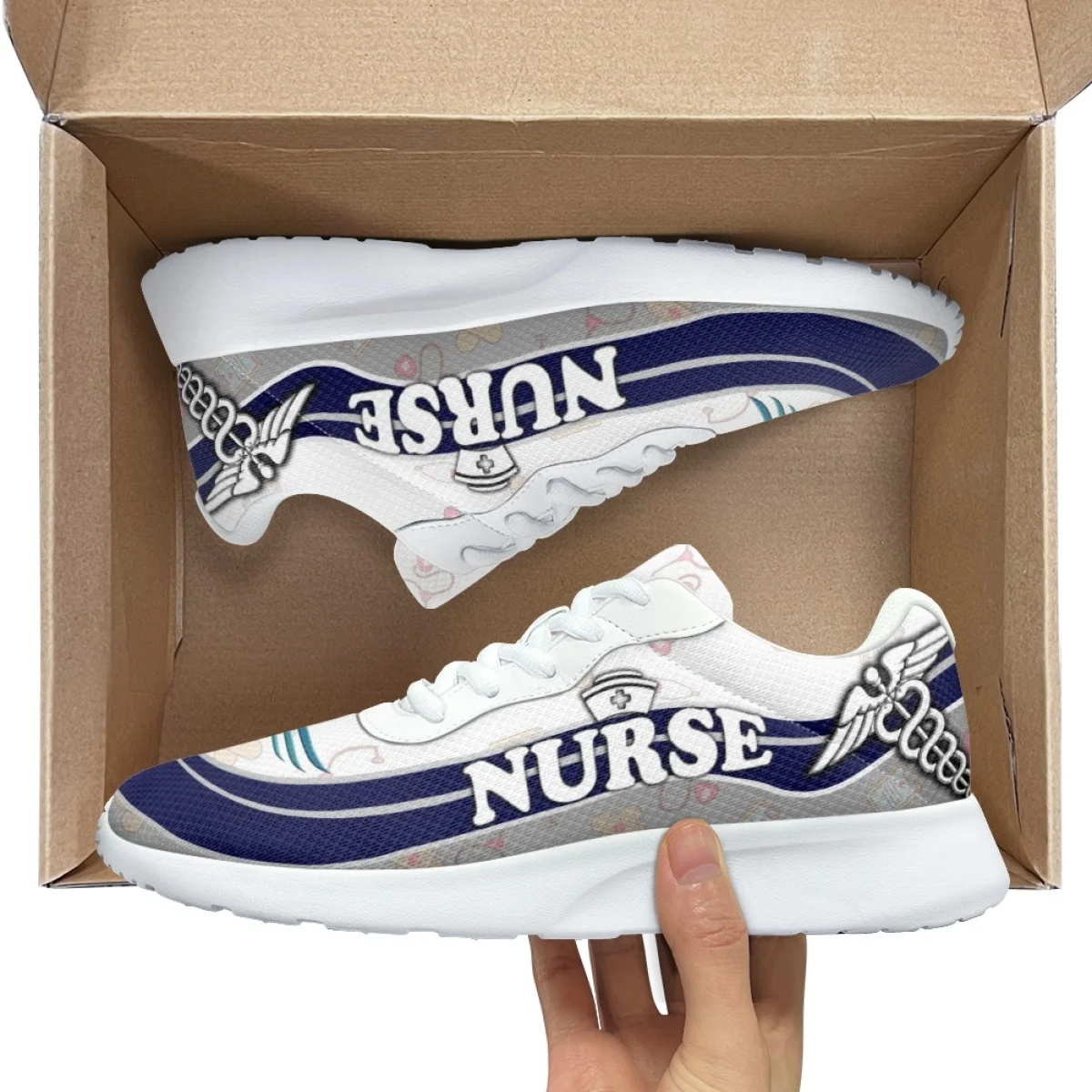 Nurse Hospital First Aid Print Women Soft Cozy Sneaker Wear-resistant Outdoor Casual Shoes Lightweight Breathable Walking Shoes