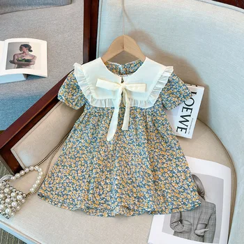 Baby Girl Dresses Summer Floral Bow Short Sleeve Girls Dresses Cute Cotton Girls Dresses Baby Clothes Girl ﻿ 1