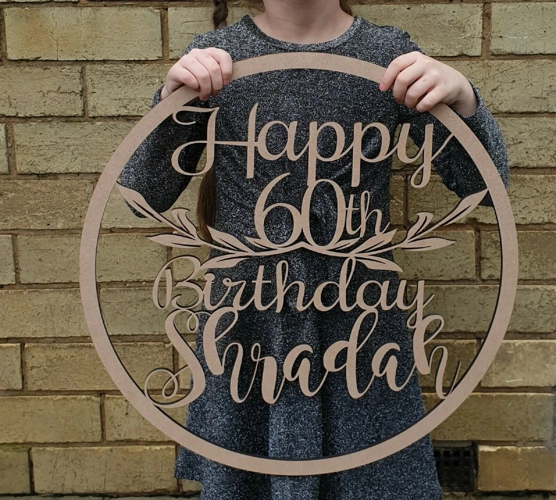 

Personalised Birthday Wooden Name Hoop Circle Sign Wall Decor Birthday Party Gift Customized Name Anniversary Gifts Mother's Day