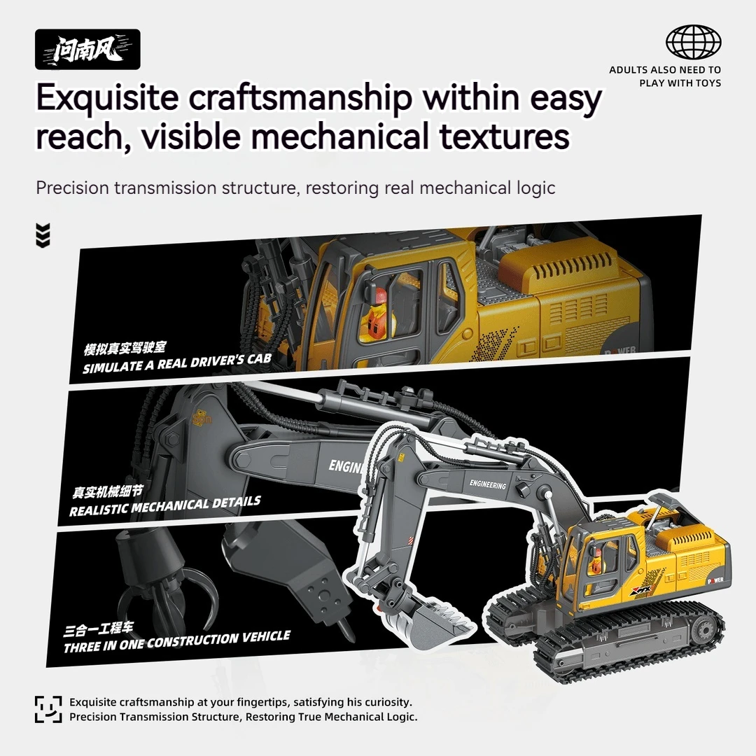 남풍에게 묻어라 - 부모-자녀 시리즈 시뮬레이션 원격 조종 3-in-1 굴착기 소년 선물 새해 장난감