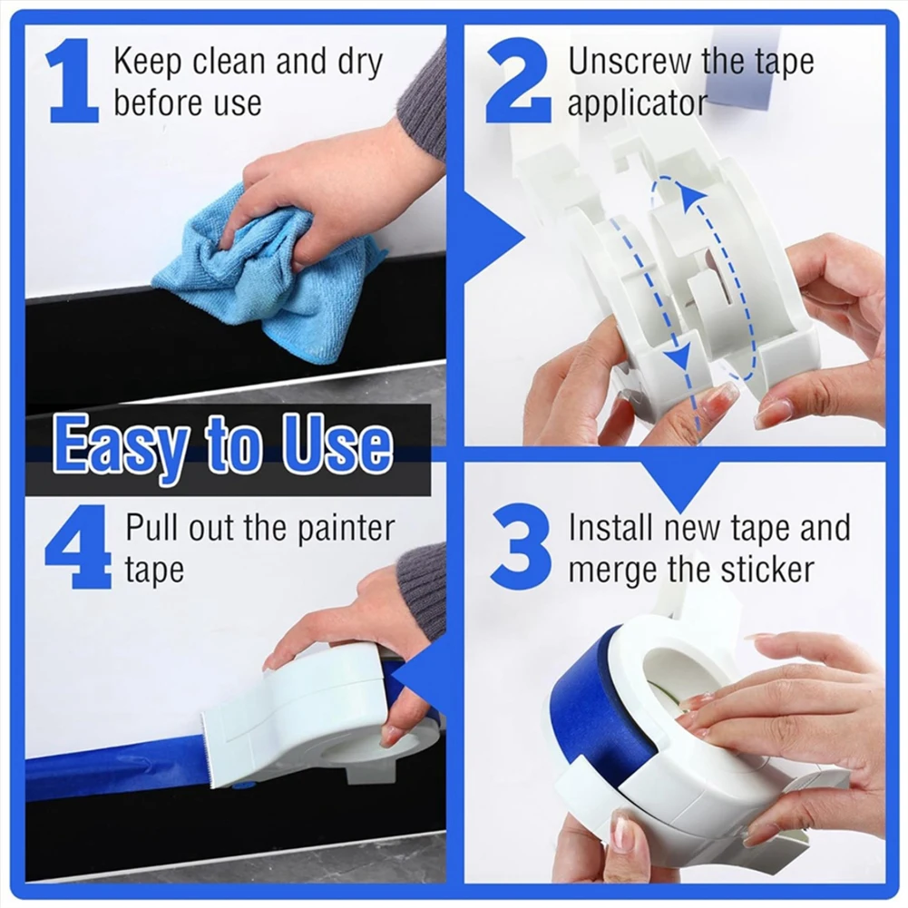 Precision Masking Tape Applicator with Built-in Cutting Tool for Tile Repair and Enhancement