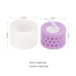 Honeycomb Cylinder Candle Silicone Mold DIY Kit for Aromatherapy and Home Decor (A)