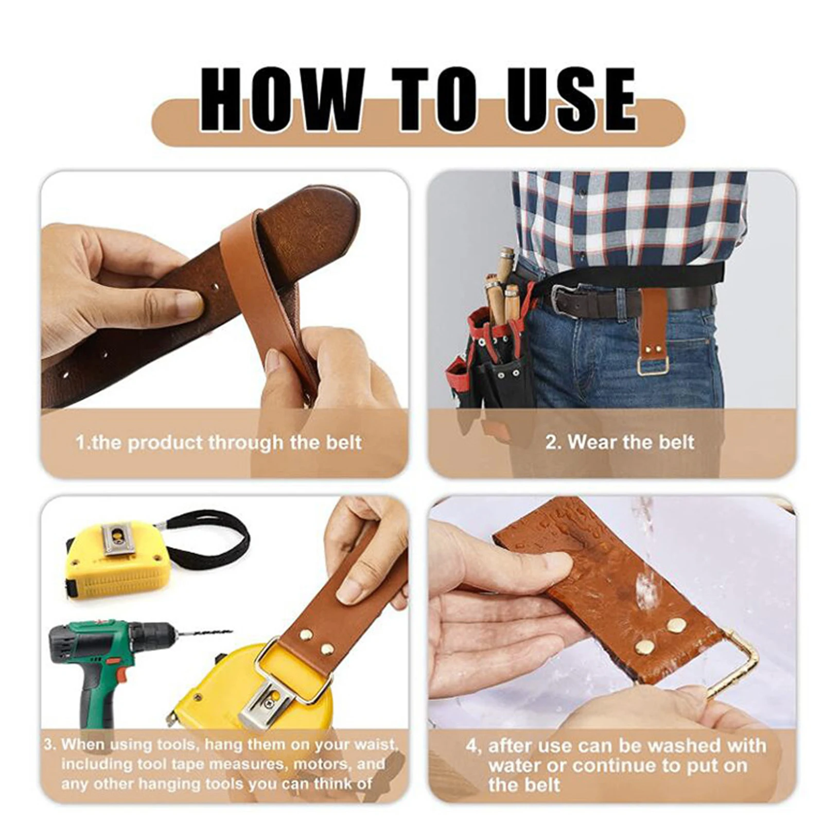 Leather Belt Tool Waist Bag Tape Measure Leather Case Durable Tape Measure Holder, Electrician Labor Insurance Tool Accessories