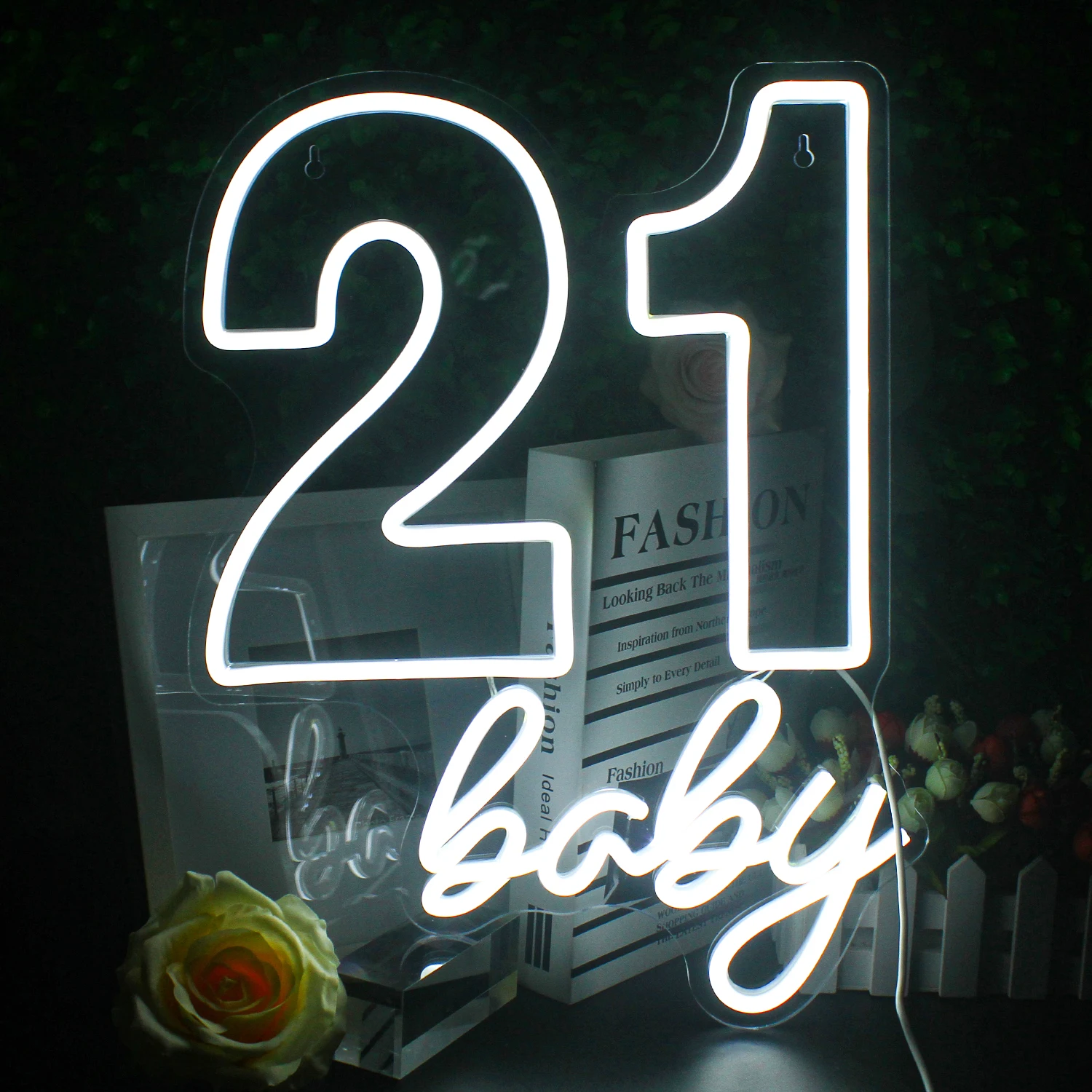 21 baby Happy Birthday LED Neon Sign Large Lights Signs Indoor Bedroom Wall Decor Neon Signs Bar Christmas Party Girl Boy Room