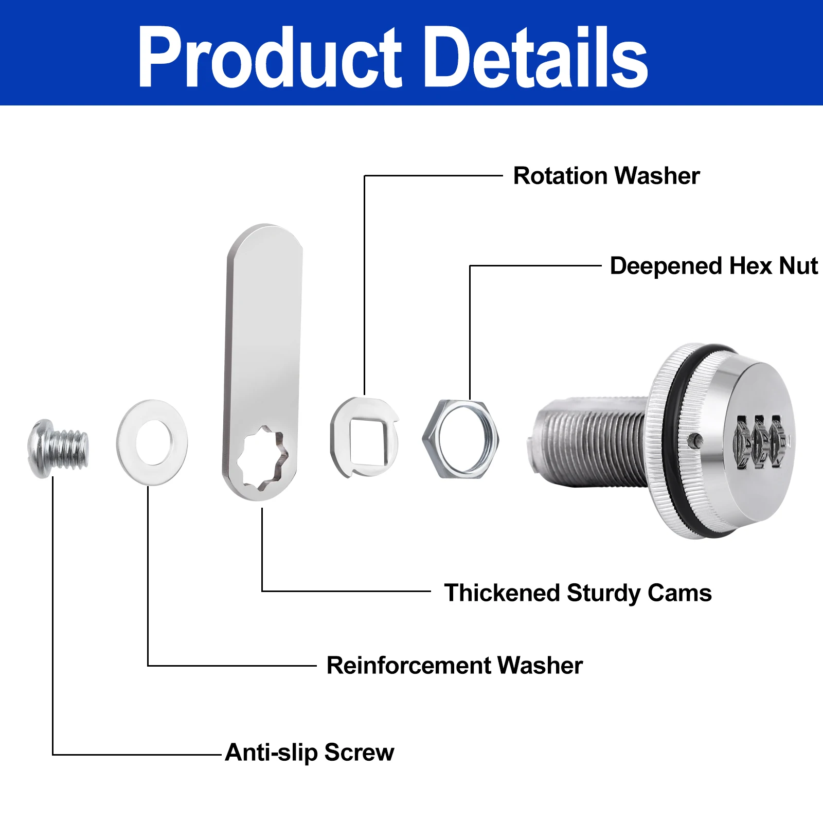 4pcs Security Combination Cam Lock 20mm Silver Coded Cabinet Lock Metal Security Locks Bright Chrome Zinc Alloy Password