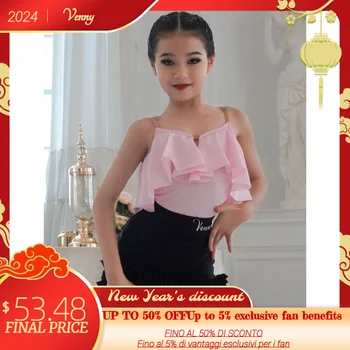 Venny 라틴 댄스 코스튬, 소녀 댄스 드레스, 상의, 새로운 연습 유니폼, 고급 댄스 코스튬, 연습 세트