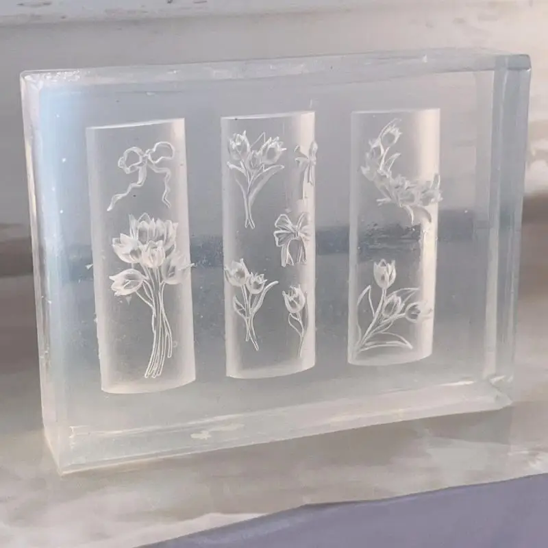 3D 실리콘 네일 몰드 달콤한 꽃 튤립 부케 투명 DIY 네일 아트 장식 매니큐어 템플릿 네일 참용