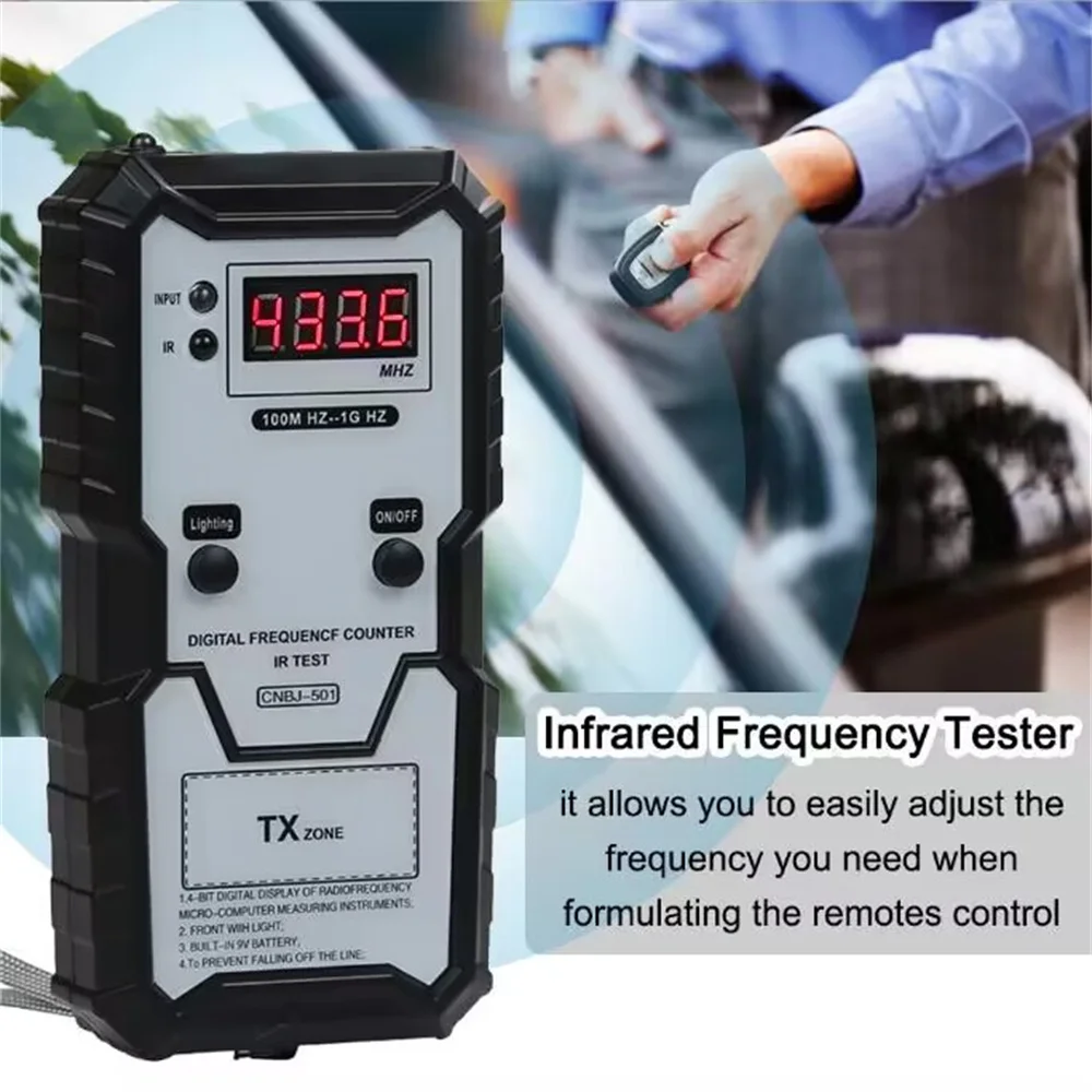 BJ-501 Car Remote Keys Infrared Frequency Tester Digital Electronic Infrared Frequence Measuring Instrument 100M-1GHZ 4-bit circuit tester circuit detector