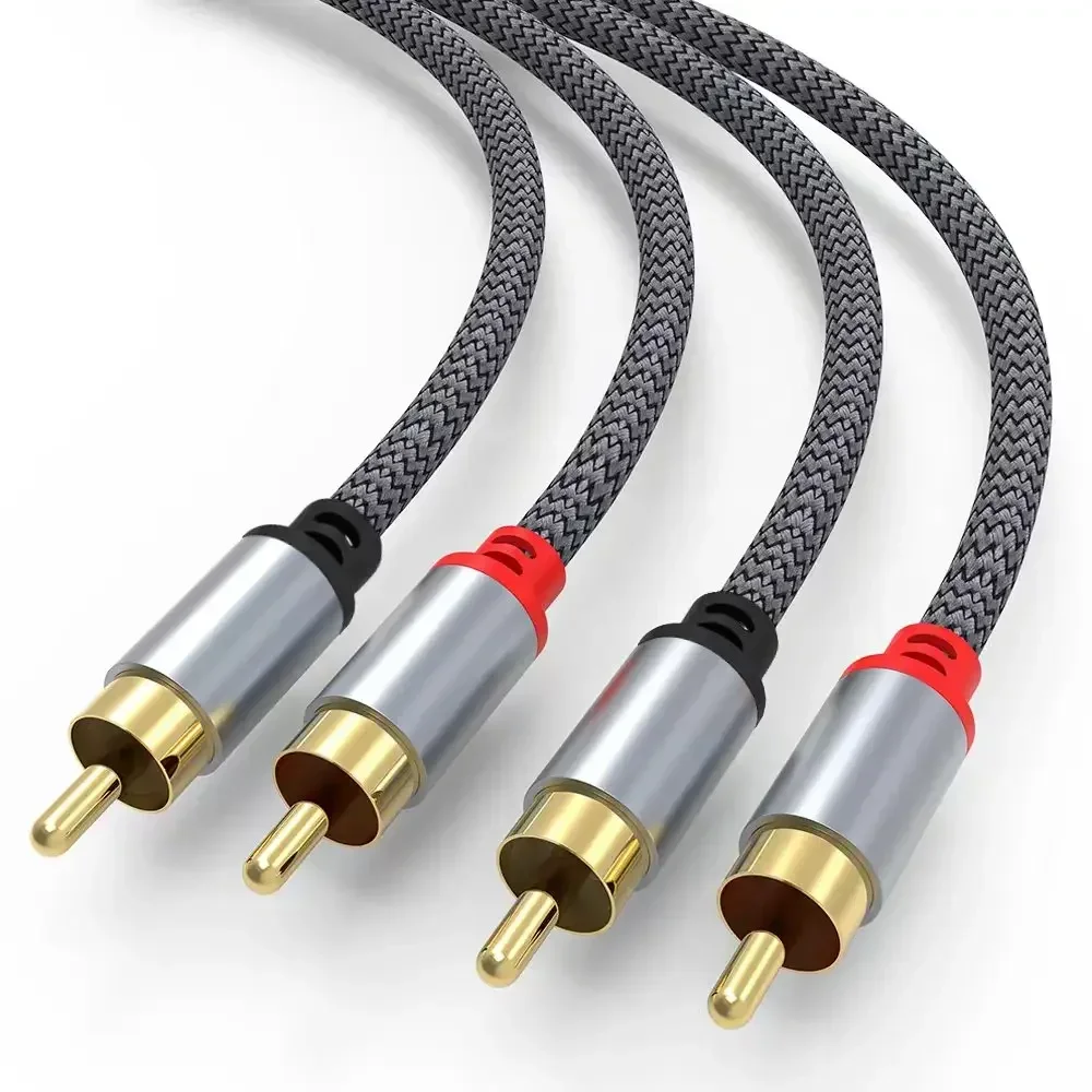 2 Rca To 2 Rca Stereo Cables Male To Male Aux Cable Jack for Home Theater HDTV TV DVD CD Loudspeaker Box Power Amplifier
