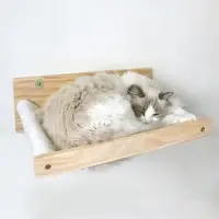 Cats Wall Hammock Wooden Perch Space Saving Wall Mounted for Cats Sleeping Kitten Shelves Bed Space
