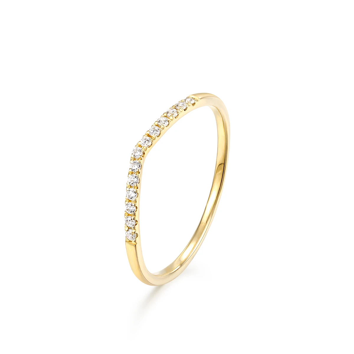 

ALLNOEL 14K 585 Yellow Gold 18K 750 Gold Ring For Women 5A White Zircon Irregular Geometry Minimalism Wedding Gifts Fine Jewelry