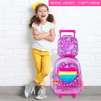 Rolling Backpack for Girls and Boys,Kids Unicorn Dinosaur Bookbag with Roller Wheels, Suitcase School Bag Set 5