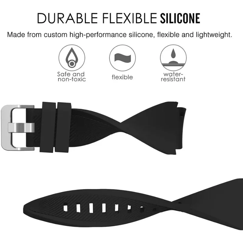 Breathable 22mm Silicone Sport Watch Strap