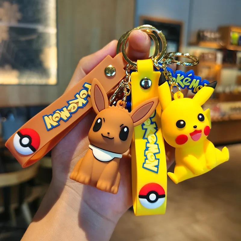 

Pokemon Cute Doll Pendant Anime Figure Pikachu Eevee Snorlax Bulbasaur Fashion Keychain Couple Bag Keyring Pendant Birthday Gift