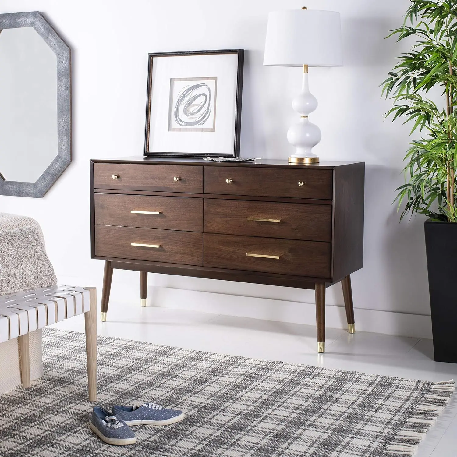 

Safavieh Couture Home Madden Modern Retro Walnut 6-drawer Dresser