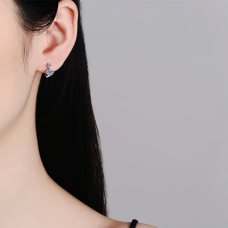 JECIRCON 925 Sterling Silver Earrings Plated PT950 Temperament Simple D Color Moissanite Hoop Earrings for Women Fashion Jewelry