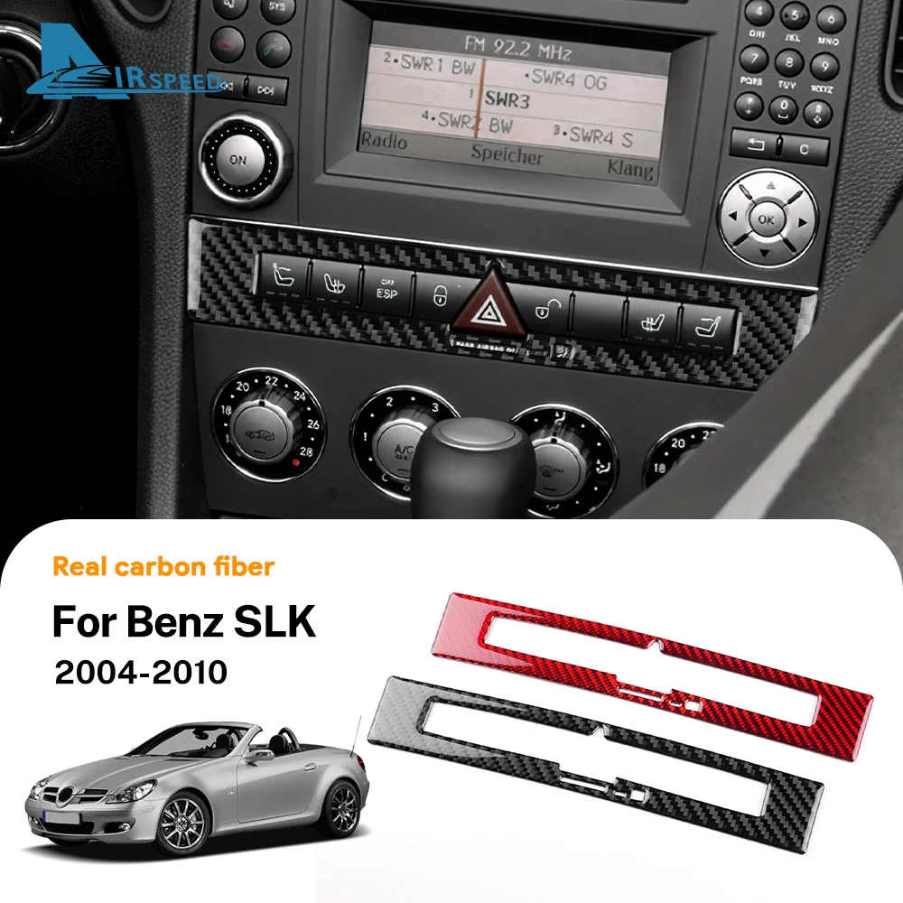 메르세데스 벤츠 SLK R171 2004 2005 2006 2007 2008 2009 2010 차량용 중앙 제어 에어컨 패널용 리얼 소프트 카본 파이버 트림 스티커