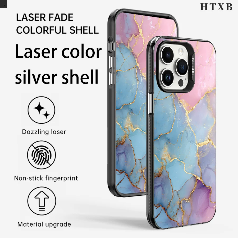 Pink, blue and gold iridescent Phone for iPhone 17 to 11 Pro Max Plus