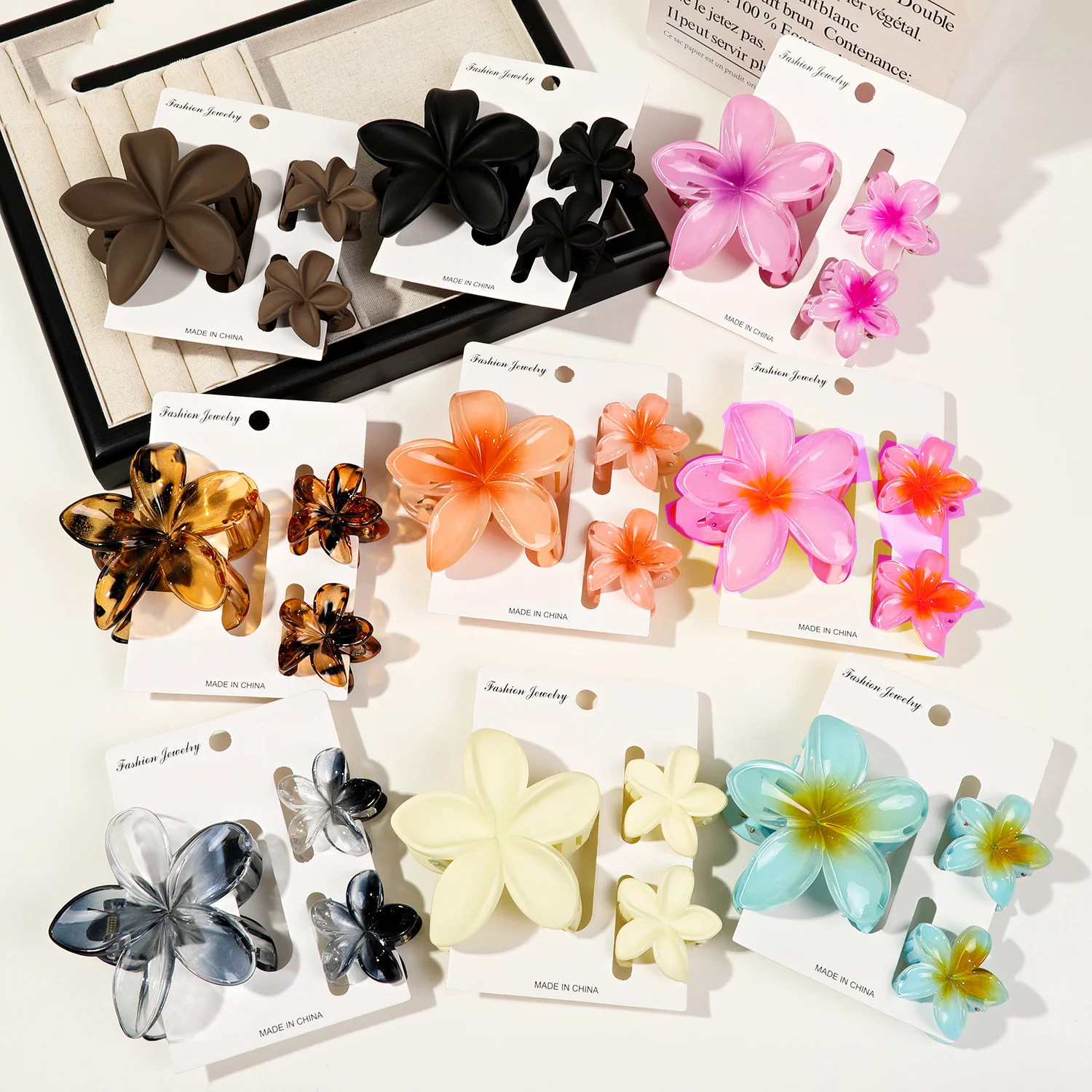 3 Teile/satz Süße Blume Bunte Gradienten Haar Krallen Pferdeschwanz Cip Clamp Barrettes Haarnadeln Für Frauen Mädchen Strand Haar Zubehör
