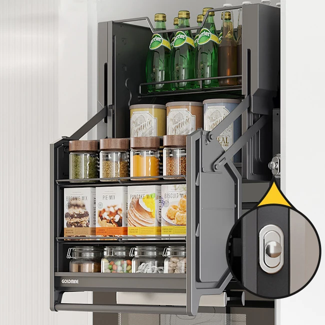 Goldmine Factory Double Cabinet Pull Down Glass Kitchen Lifted Basket Lifting Lift Elevator For Kitchen Wall Cabinet