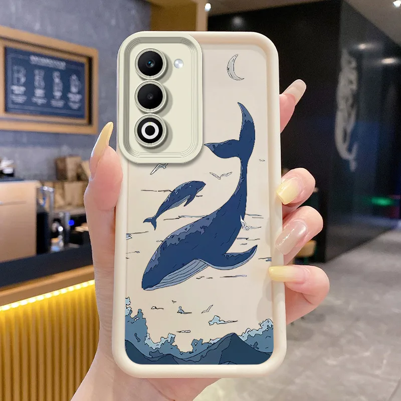 Shockproof Silicone Phone Case with Fish and Flower Print Design