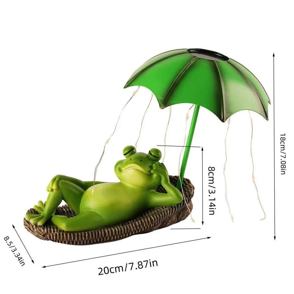 Turtle Frog Statue with Solar LED Lights Animal Figurine Courtyard Decorative Light Waterproof Frog Sculpture Light Garden Decor
