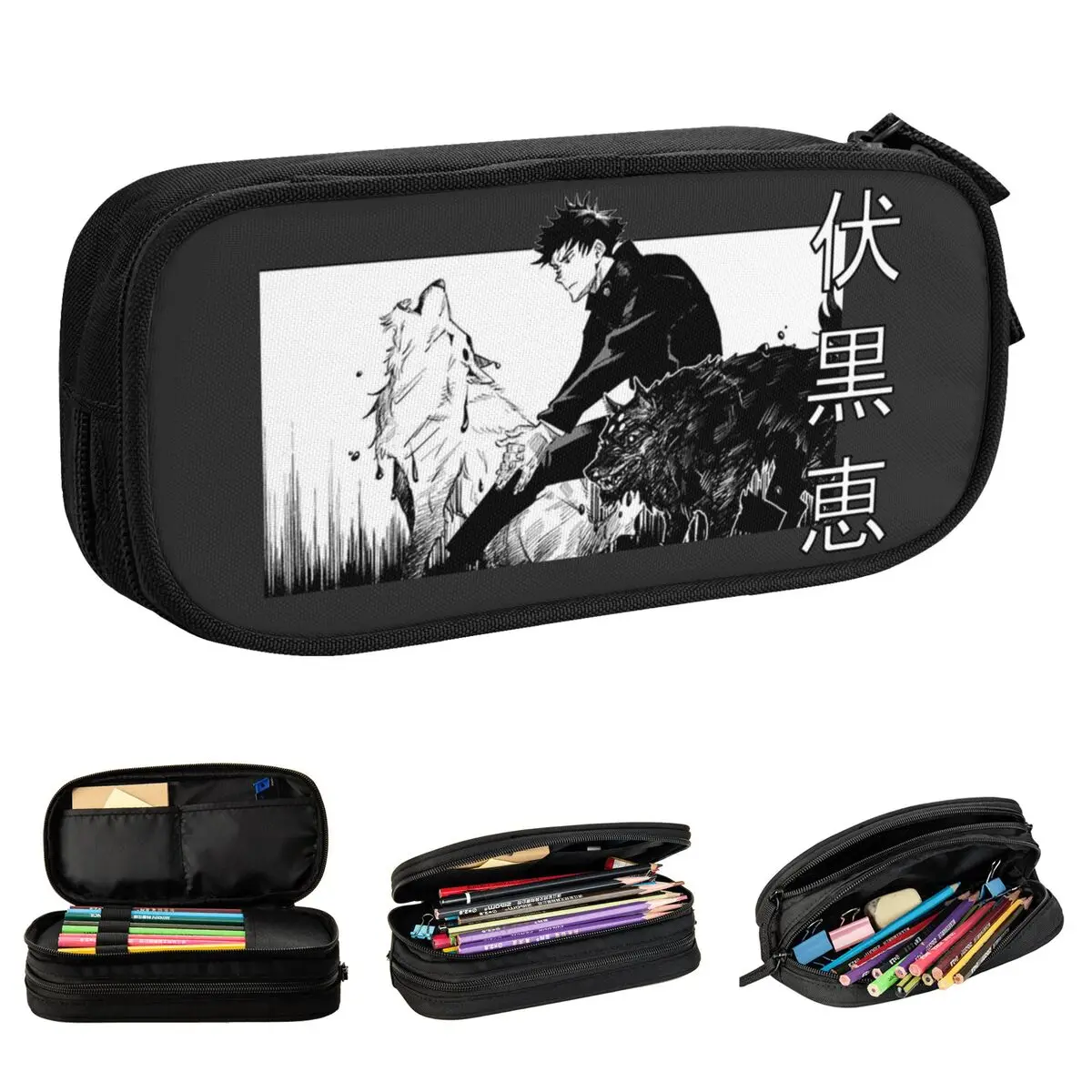 

Megumi Fushiguro Jujutsu Kaisen Pencil Cases Manga Pencilcases Pen Holder Kids Big Capacity Bag School Supplies Gift Accessories