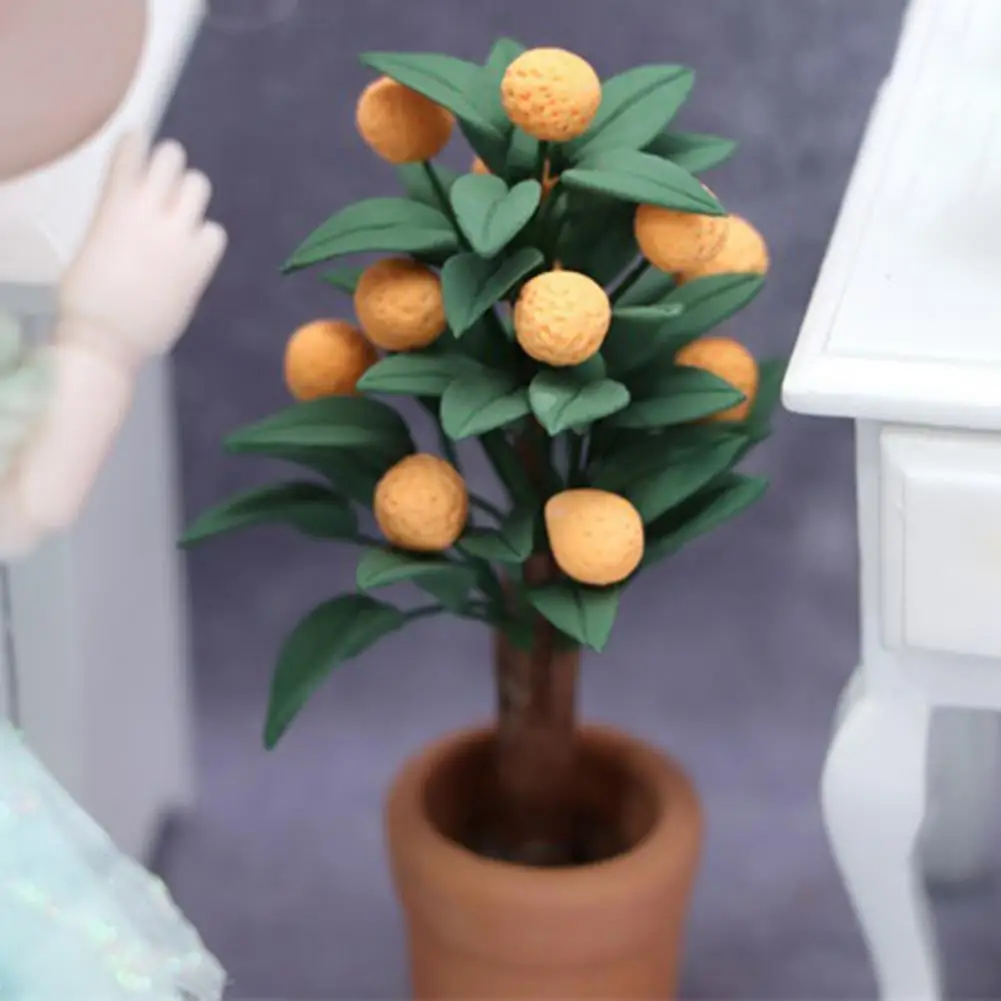 

Funny Dollhouse Orange Tree Exquisite Wood Miniature Orange Tree in Pot Miniature Orange Tree Miniature Pot