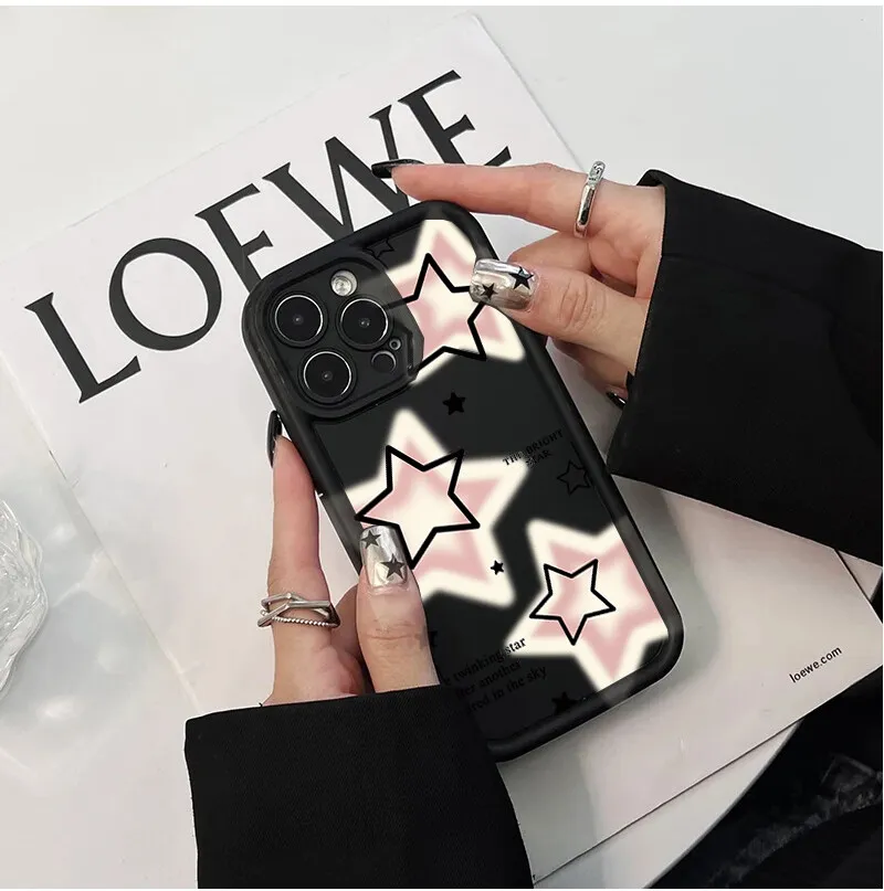 Black Pink Stars Creative Soft TPU Phone Case