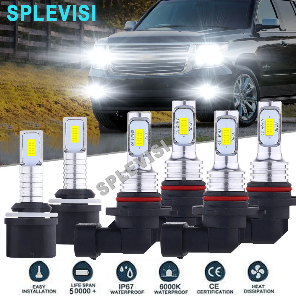 

LED Headlight Fog Light Hi Low Beam Bulbs White car light For Chevy Suburban 2000 2001 2002 2003 2004 2005 2006 Tahoe 2001-2006