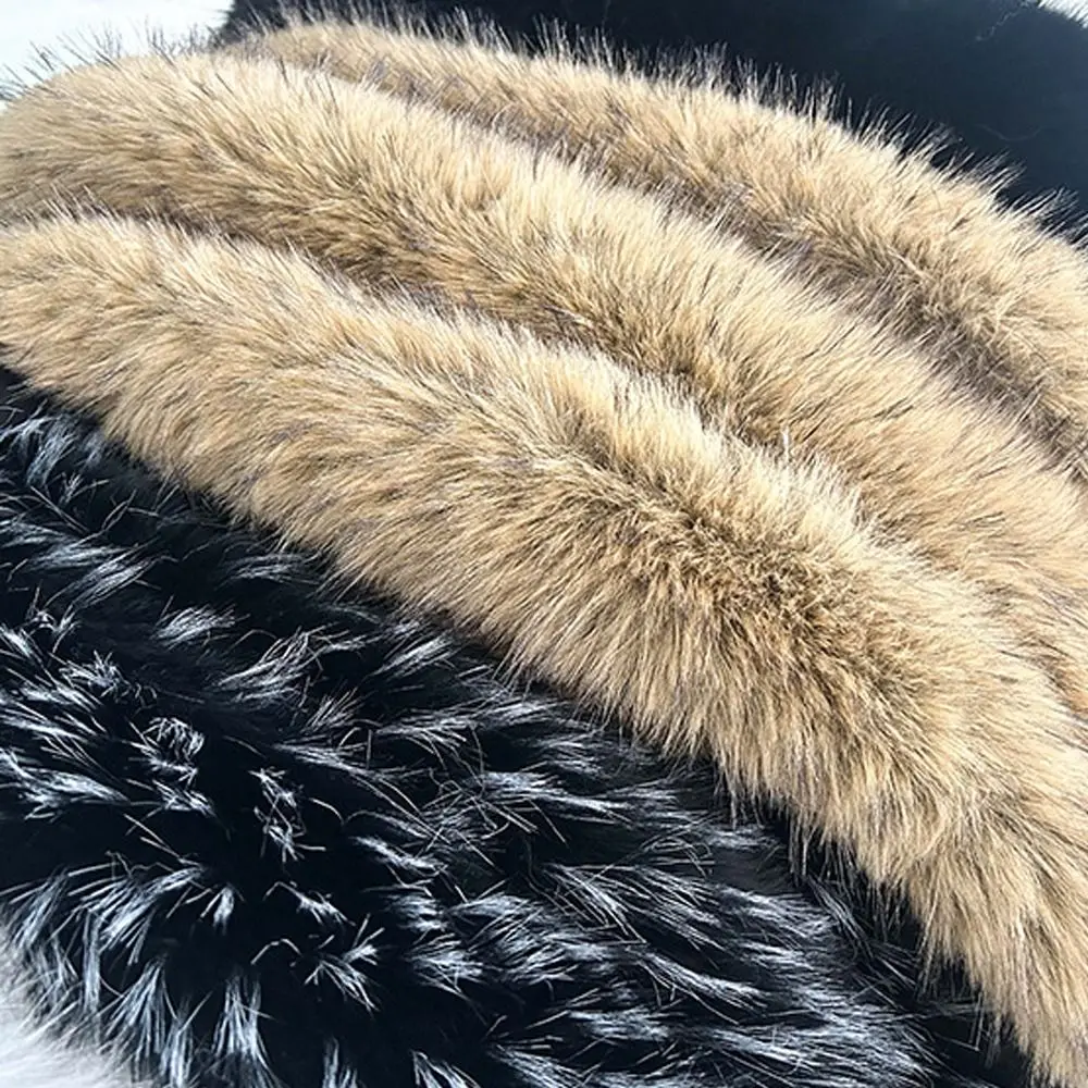 Langer Schal mit Besatz, Schal aus Kunstfuchsfell, verlängerter Schal, warm, verdickt, Kleid, Umhang, Kunstpelz, winddichte Tücher, Lederjacke – Detail 4