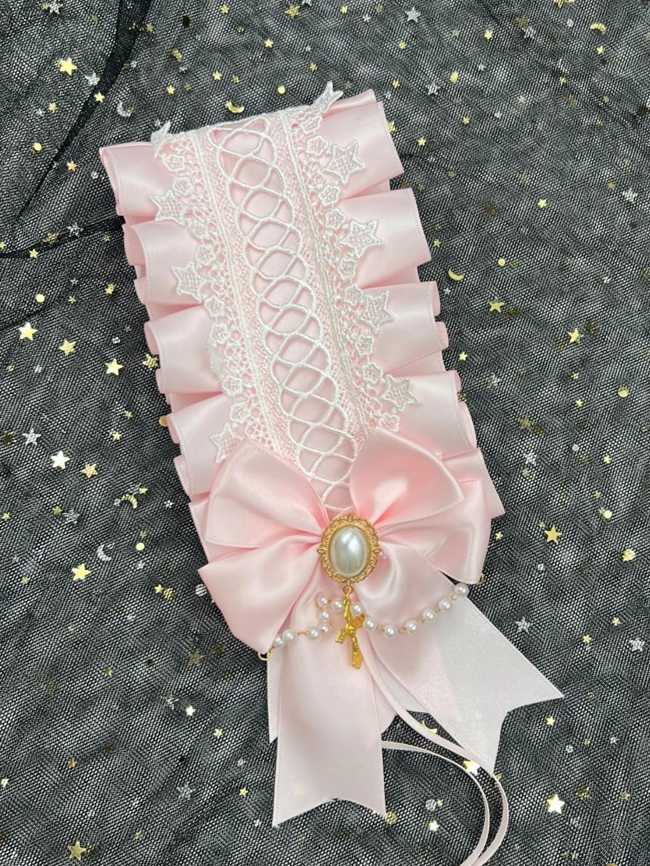 Frauen Gothic Lolita Breite Spitze Kopfschmuck Maid Spitze Handgemachte Vielseitige Haar Zubehör Nette Cosplay Stirnbänder Süße Haarnadel – Detail 2