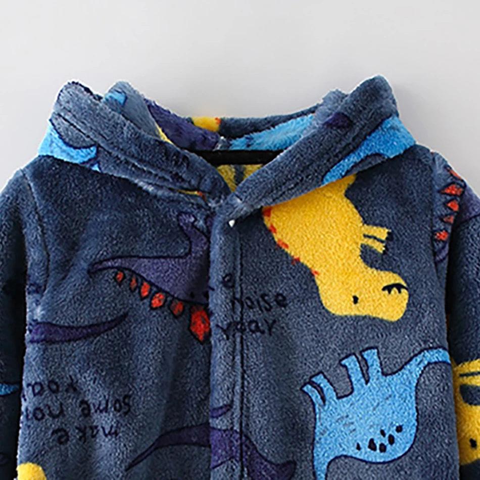 Children Hooded Flannel Bathrobe Robes Cartoon print pattern Boys and Girls Home Wear Sleepwear