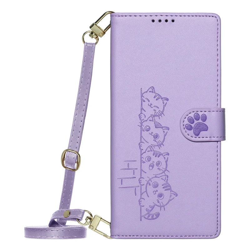 Luxury Leather Wallet Phone Cover with Strap