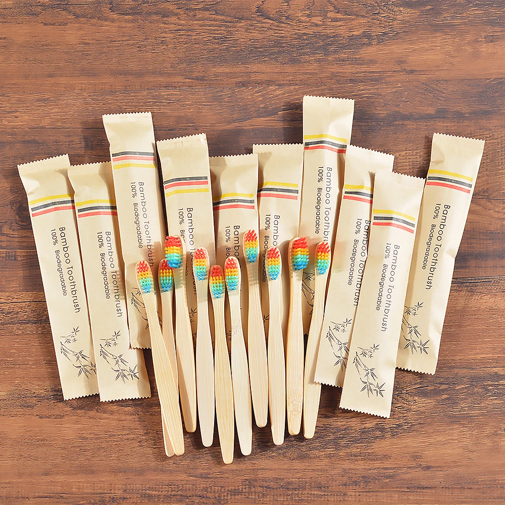 10-Pack Kids Eco-Friendly Bamboo Toothbrush Set
