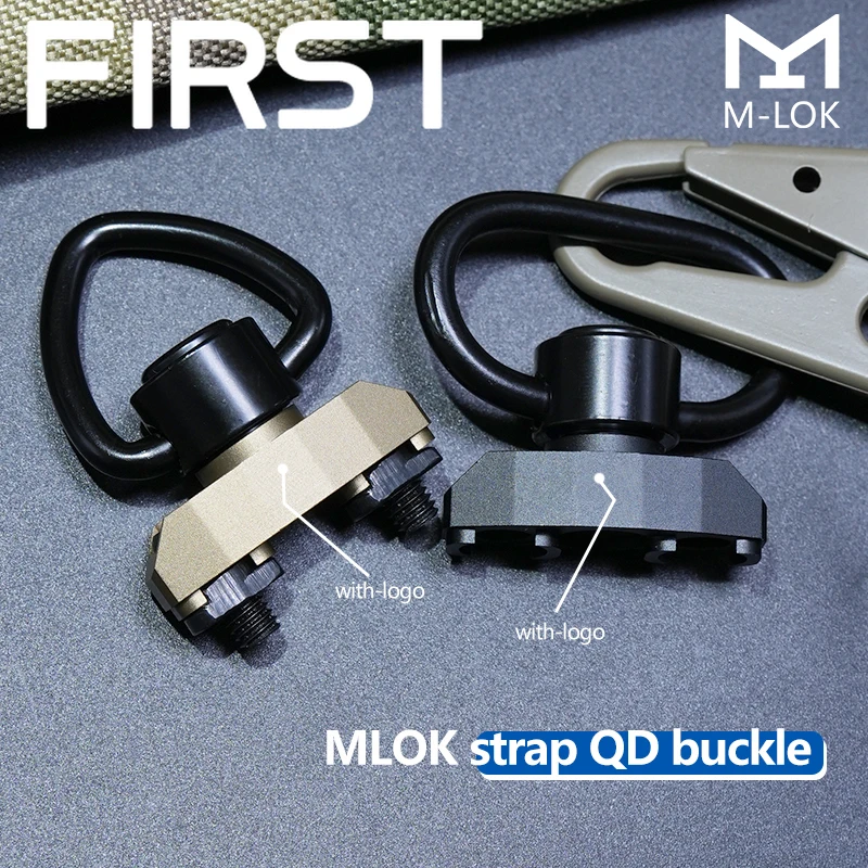 Tactical 1.25 Sling Loop Mount Adapter Fit MLOK Rail Shoulder Strap Quick Release Button Airsoft 360 Degree QD Swivel Base