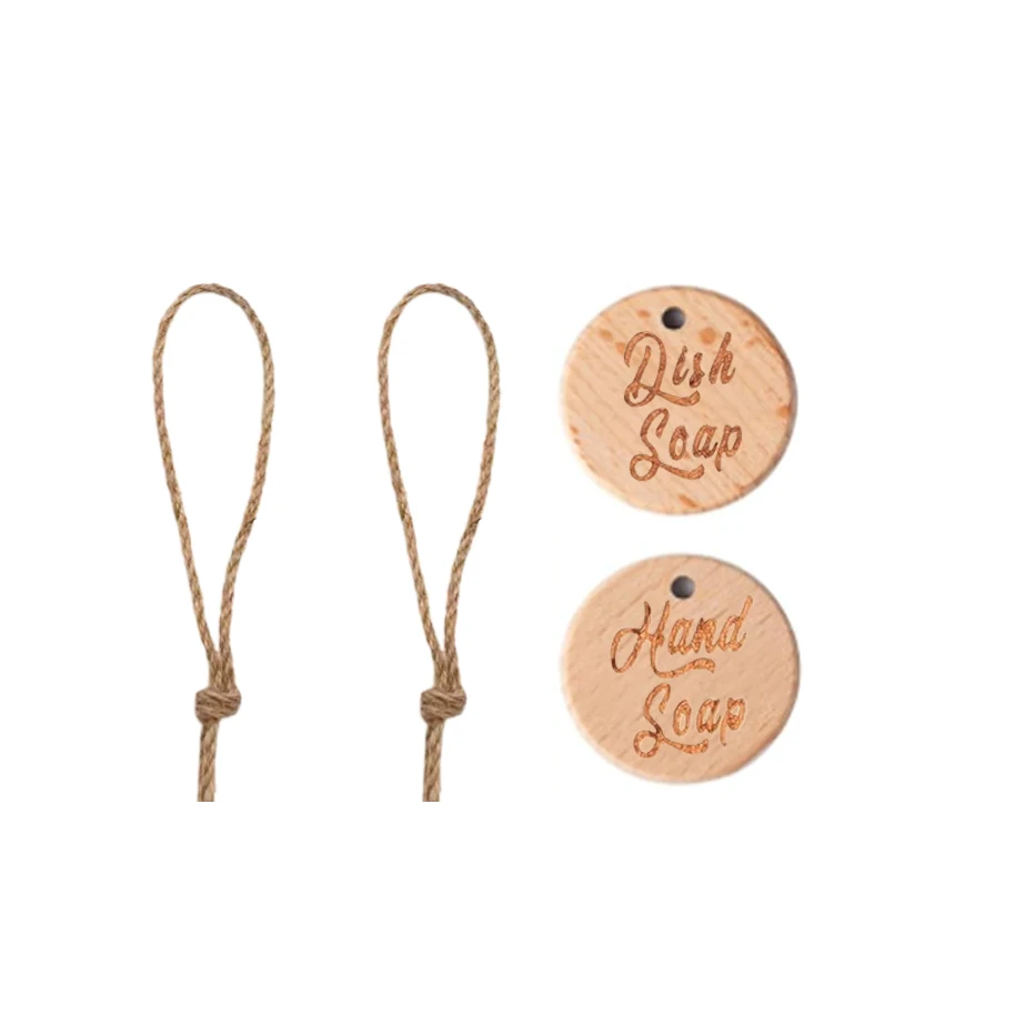 בקבוק משאבת סבון שחור מאט לקיר המקלחת, בקבוק שמפו ניתן למילוי עם תג עץ