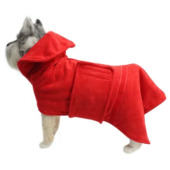 Absorbent Hooded Dog Bathrobe Towel Quick Drying Pet Towel for Bath Beach Trips Grooming Soft Bath Robe Towel Coat S-XL 3