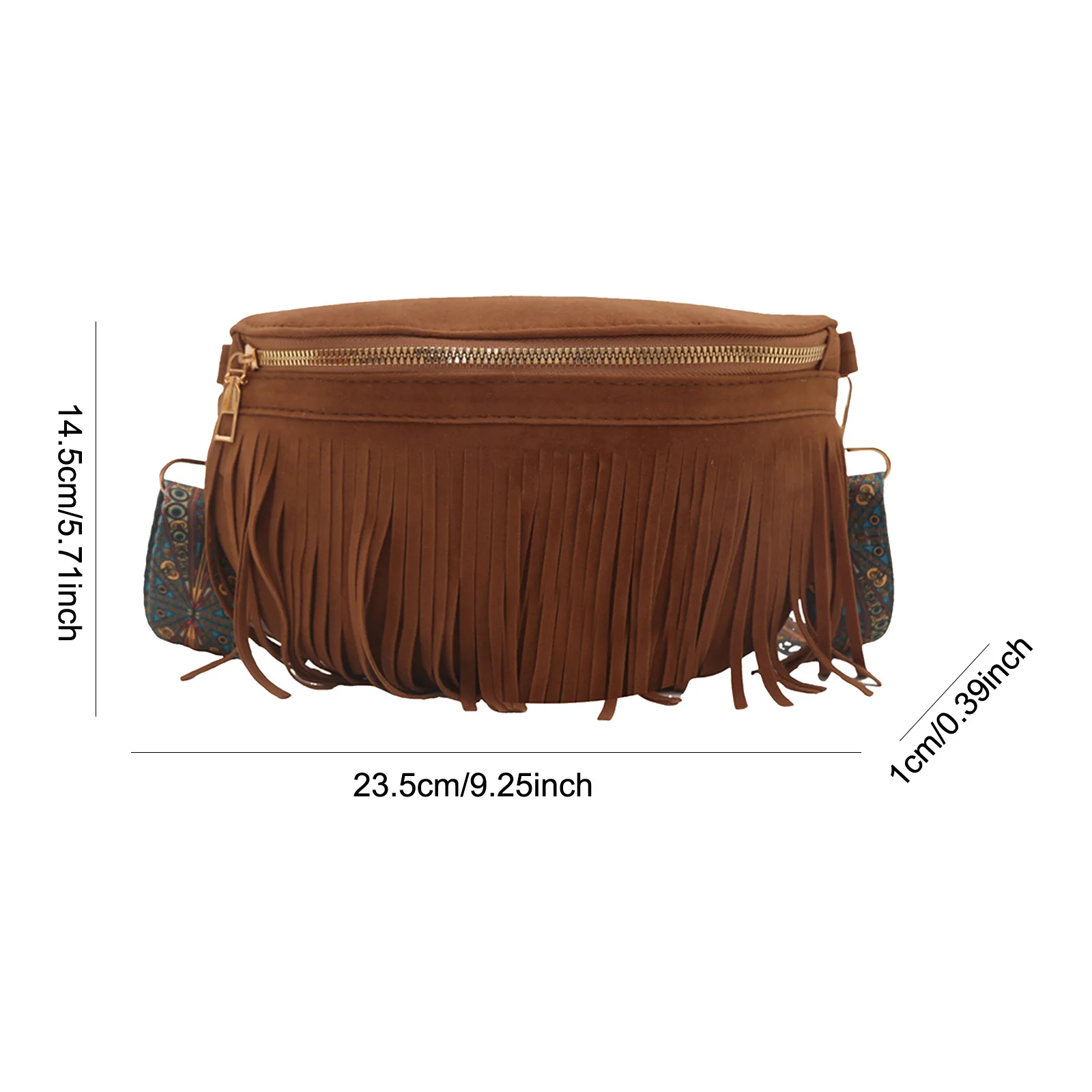 Faux Suede Fringe Shoulder Bag with Adjustable Strap Hobo Bag Vintage Chest Bag for Women Work Shopping Travel