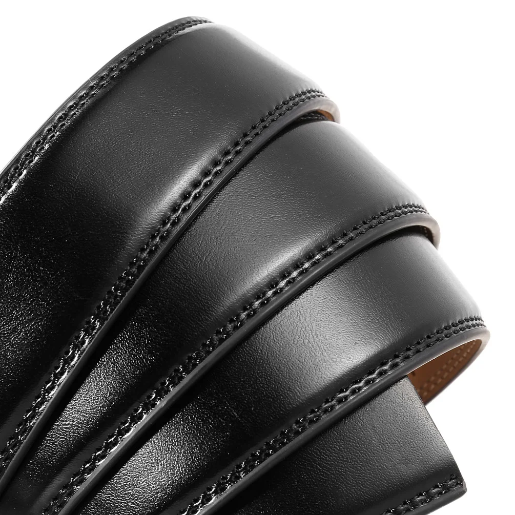 30mm 31mm Width Belt No Buckle For Men Black Coffee Men's Business Cow Leather Ratchet Belts Strap Without Buckles