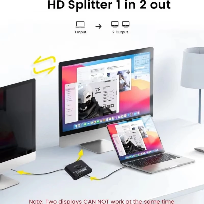 4K 60Hz HDMI-Compatible Switch Splitter Bi-Direction 1x2/2x1 HDMI-compatible Switcher 2 in1 Out for PS4 TV Box Switcher Adapter