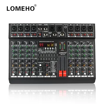 LOMEHO 오디오 사운드 믹서 USB 블루투스 프로세서 테이블 AM-GT8, 8 채널 믹싱 콘솔, 99 DSP 효과, 7 밴드 EQ 2 AUX 출력, 48V